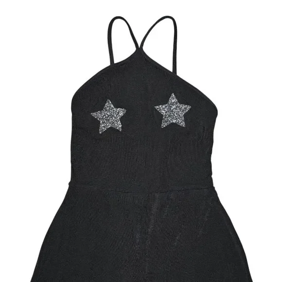Nasty Gal Women's Star Embellished Black Halter Jumpsuit - Picture 2 of 15